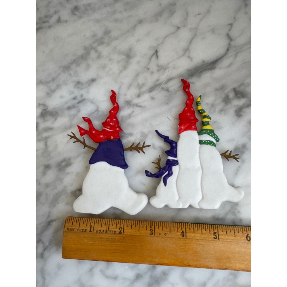 Dept 56 Vintage Snowman Christmas Ornaments Set of 2 Hand Painted 1994 KB94 - Picture 8 of 9